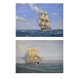 Robin Brooks (1943-) - Pair of oils on board - 'HMS Minerva frigate', circa 1810, 25cm x 34.5cm,