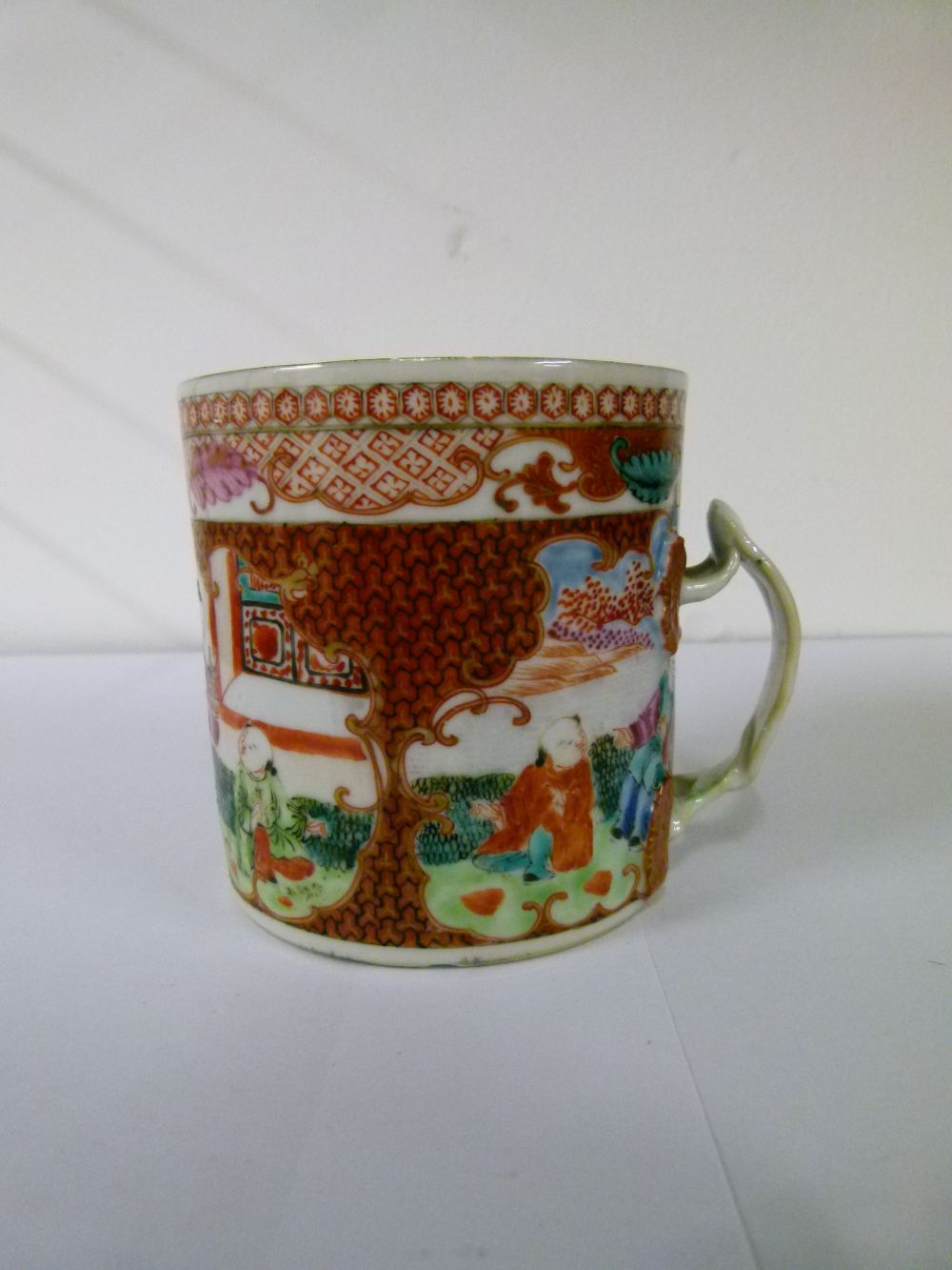 Early 19th Century Chinese Canton Famille Rose porcelain mug of cylindrical form decorated with - Image 2 of 8