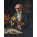 George Fox (1816-1910) - Oil on board - The Violin Maker, signed lower left, 27cm x 22.5cm, in a