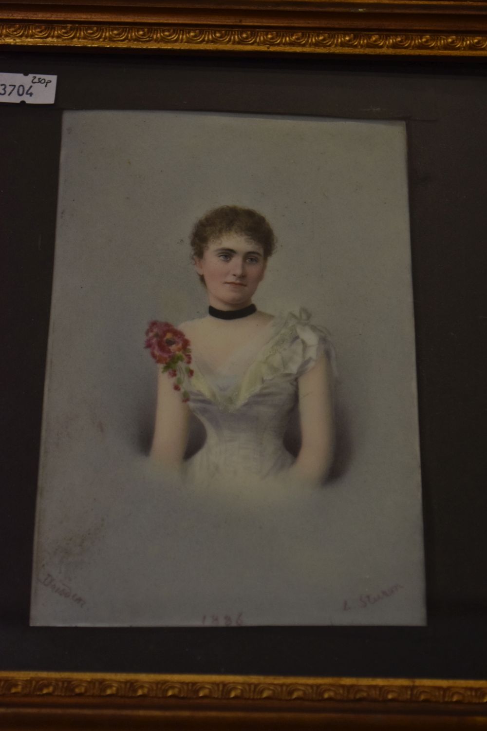 L. Sturn (19th Century German) - Portrait miniature on porcelain - Lady in a white dress, signed and - Image 2 of 11