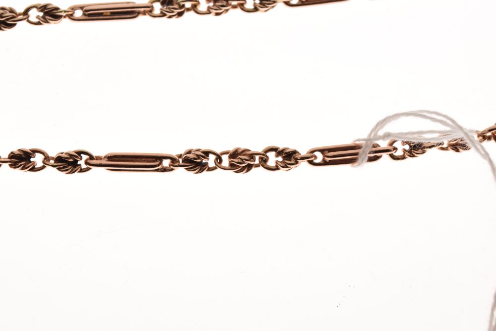 9 carat rose gold chain, the links in the style of an old watch albert, 57.5cm long, 42g gross, - Image 4 of 7