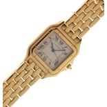 Cartier - Lady's 18ct gold Tank Quartz wristwatch, the silvered dial having Roman numerals and