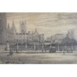 Walter William Burgess (1845-1908) - Signed engraving - 'View of the Palace of Westminster and