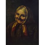 Manner of Edwin Harris (1855-1906) Newlyn School - Oil on board - Portrait of an elderly lady