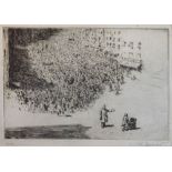 Arthur Briscoe (1873-1943) - Etching - Signed trial proof depicting a lady pushing a pram in front