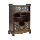 Japanese Meiji period shibayama-decorated table-top cabinet of 'shodana' form, having ivory and