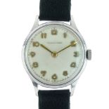 Jaeger - LeCoultre - Gentleman's stainless steel manual wind wristwatch, the signed cream dial
