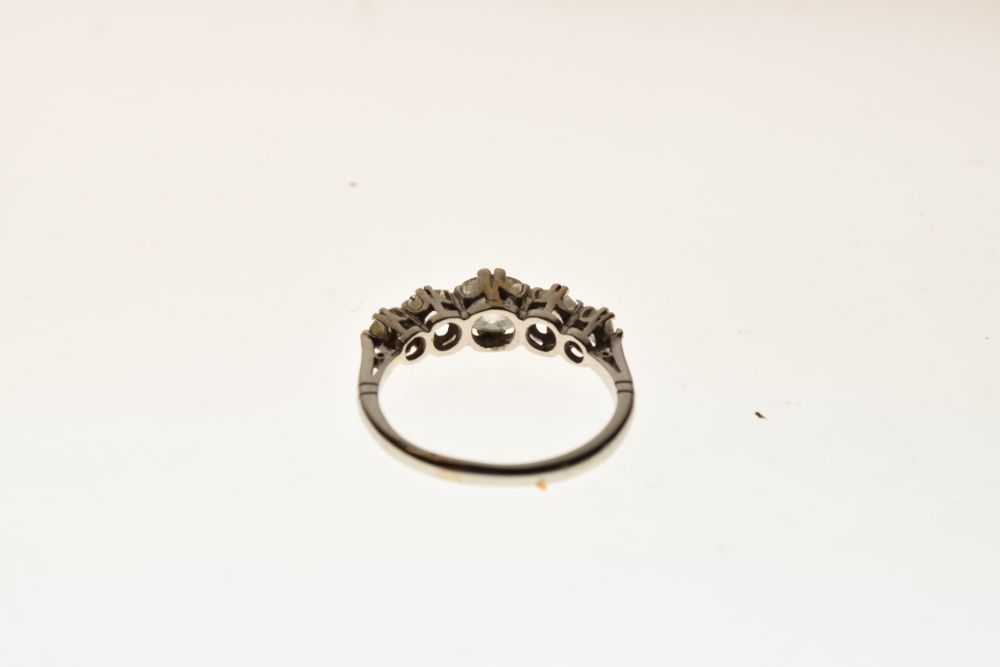 Five stone diamond ring, stamped 'Plat', the graduated old brilliant cuts totalling approximately - Image 2 of 6