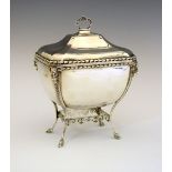 George V Adam-style silver casket, of shaped rectangular form with hinged lid, the canted corners