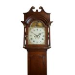 Early 19th Century oak-cased eight day painted dial longcase clock with see-saw automaton, John