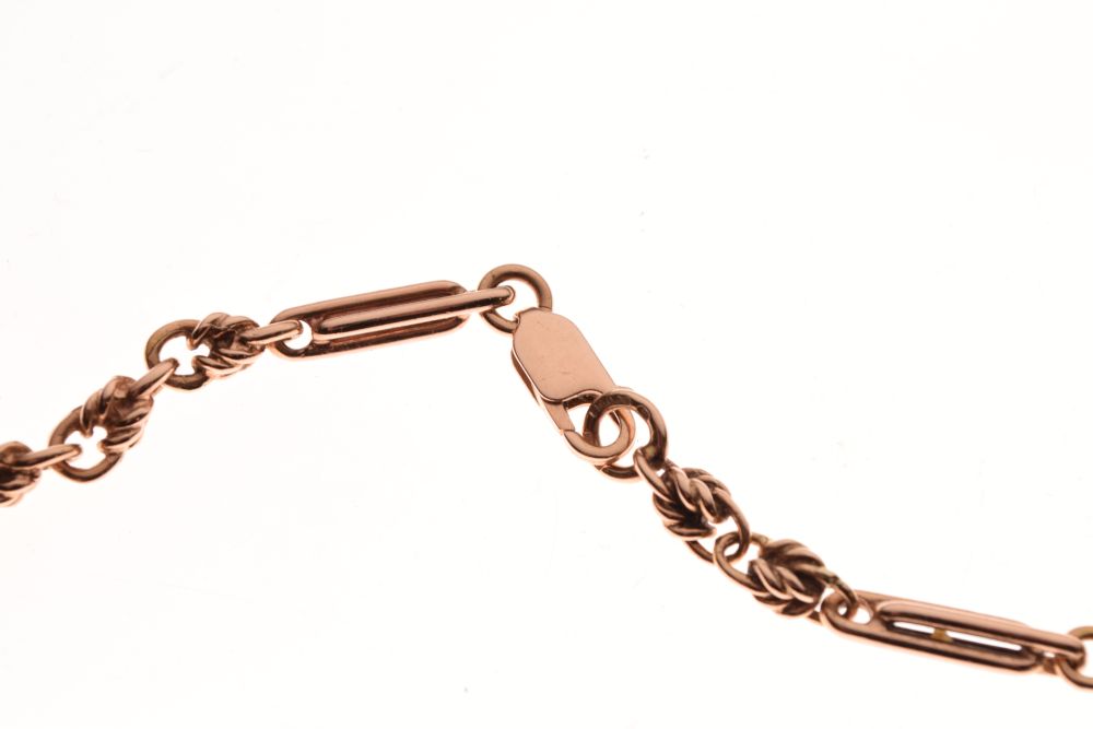 9 carat rose gold chain, the links in the style of an old watch albert, 57.5cm long, 42g gross, - Image 5 of 7