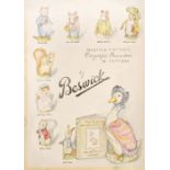 Beswick / Beatrix Potter Interest: Rare folio of twenty nine unframed watercolours of Beatrix Potter