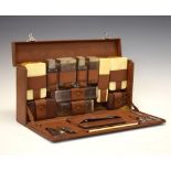 Edward VIII silver travelling dressing table set, comprising six engine-turned silver topped glass