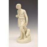 Victorian Copeland parian ware figure of a shepherd boy, by L.A. Malembré, made for the Ceramic