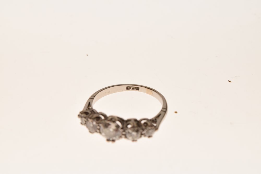 Five stone diamond ring, stamped 'Plat', the graduated old brilliant cuts totalling approximately - Image 4 of 6