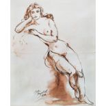 Attributed to Kathleen Hale OBE (1898-2000) - Pen and ink - Portrait of a female classical nude