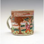 Early 19th Century Chinese Canton Famille Rose porcelain mug of cylindrical form decorated with