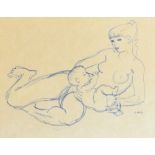 Kathleen Hale OBE (1898-2000) - Pen and ink - Study of mother and child, possibly the artist with