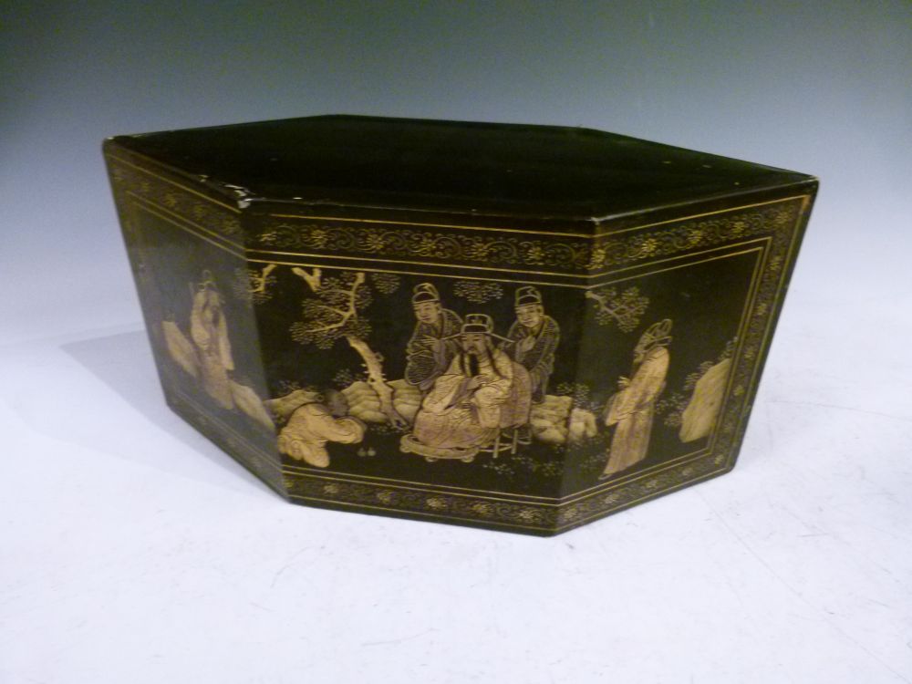 Late 19th or early 20th Century Chinese black lacquer and gilt model of a pagoda or pavilion, with - Image 3 of 11