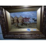 OIL ON BOARD FARM YARD SCENE 23CMS X15CMS SIGNED G A SHORT EST [£30- £60]