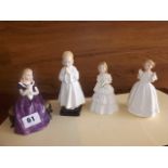 ROYAL DOULTON FIGURES FOUR AFFECTION ,CATHRINE ,BEDTIME & JULIE 15CMS TALL EST [£20- £30]