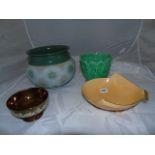 TWO POTTERY PLANTERS & TWO BOWLS EST [£15- £30]