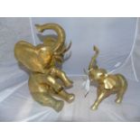 LARGE BRASS ELEPHANT & ONE SMALLER EST [£10- £20]