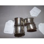 4 SILVER NAPKIN RINGS BIRMINGHAM ,SHEFFIELD & CHESTER 2 OZ EST [£15-£ 25]