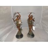 A PAIR OF SPELTER FIGURES, NATADE & DIANNE BY KOSSOWSKI FRANCE 45 CMS TALL EST [£60-£80]