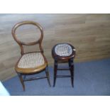 RATTAN SEATED CHAIR AND STOOL [£10-£20]