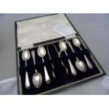 SET OF 6 COFFEE SPOONS & TONGS SILVER SHEFFIELD 1915/1916 EST [£25-£50]