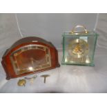 SEIKO GLASS CASED MANTEL CLOCK & A WALNUT MANTEL CLOCK EST [£20- £35]