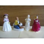 FOUR EARLY FIGURES OF ROYAL DOULTON SHARON ,VANITY ,BRIDESMAID ,CHILDHOOD DAYS EST [£20- £40]