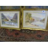 A PAIR OF WATER COLOURS HIGHLANSD SCENES,BY O, WAITE 26 X 17 CMS EST [£20- £40]