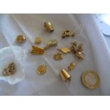 COLLECTION OF FOURTEEN 9CT GOLD CHARMS & 13 JUMP RINGS GROSS WEIGHT 32.33 GMS EST [£200- £300]
