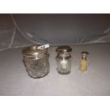 2 SILVER TOPPED SCENT BOTTLES & PIN HOLDER A/F EST [£20- £30]