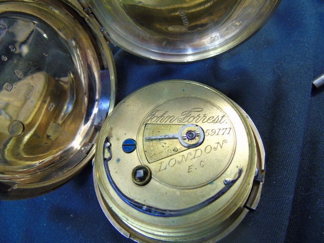 9CT CHESTER 1909-10 JOHN FORREST ENAMEL FACE CHRONOMETER MAKER TO THE ADMIRALTY FULL HUNTER(DAMAGE - Image 8 of 11