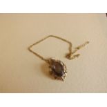 9CT GOLD SMOKEY QUARTZ PENDANT & CHAIN 5- 9gms EST[£40- £60]