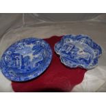 COPELAND SPODE ITALIAN PATTERN BOWL & SCALLOPED EDGE DISH EST [£20- £40]