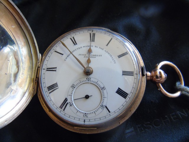 9CT CHESTER 1909-10 JOHN FORREST ENAMEL FACE CHRONOMETER MAKER TO THE ADMIRALTY FULL HUNTER(DAMAGE - Image 2 of 11