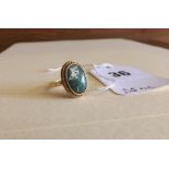 14CT GOLD RING 4.9GRAMS SIZE "P" GREEN STONE EST [£50-£70]