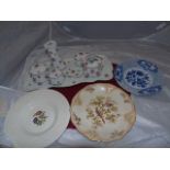 WEDGEWOOD PARTICAN PLATE ,CROWN DUCAL PLATE ,A MEISSEN ONION PATTERN BLUE WHITTE PLATE WITH A