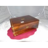 ROSEWOOD STATIONARY BOX WITH BRASS DECORATIVE INLAY EST [£20-£40]
