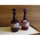 A PAIR OF BOHEMIAN GLASS DECANTERS DAMAGED STOPPER EST [£10- £20]