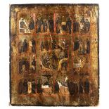 Icon depicting "The Twelve Feasts" Russia, 19th century 44x39 cm.