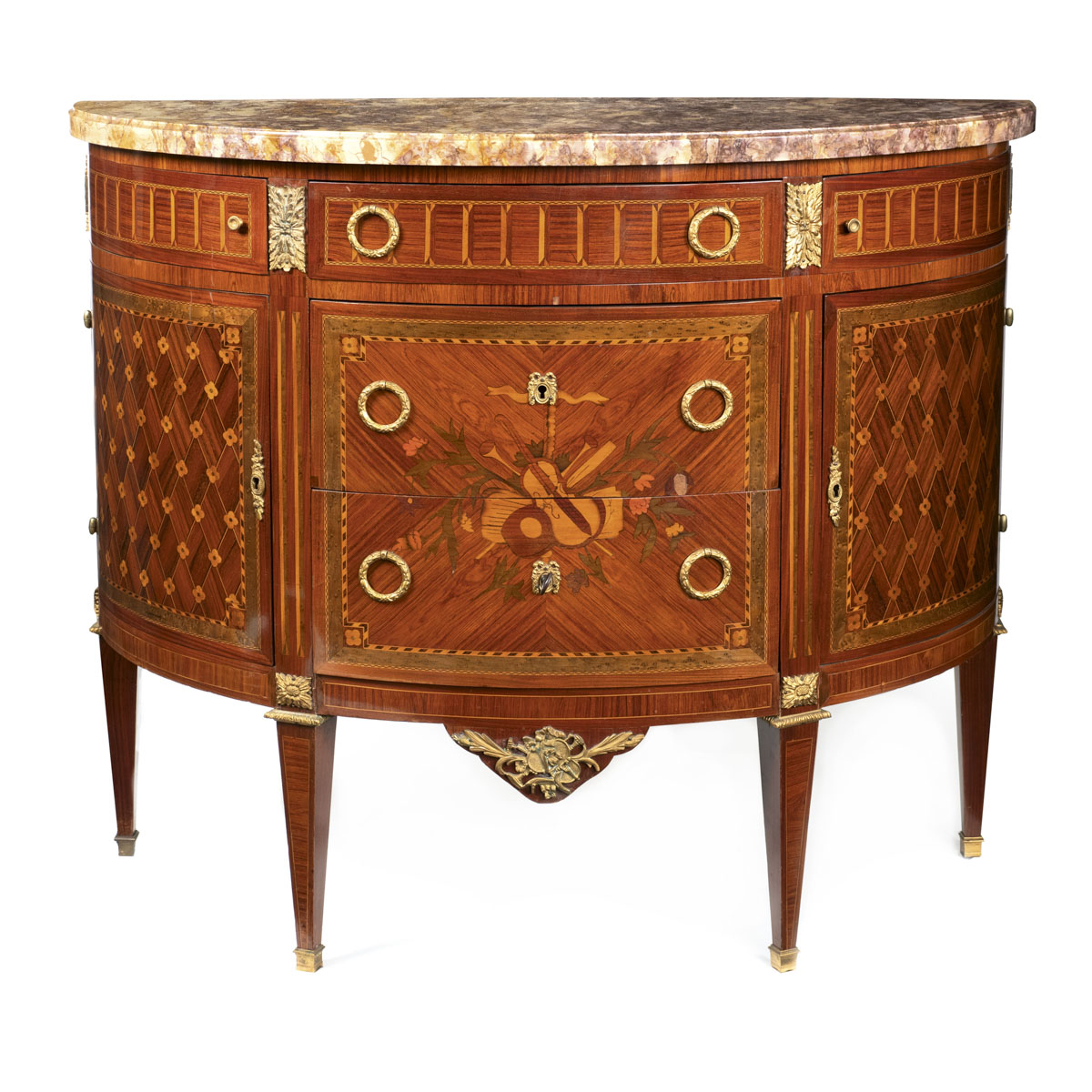 Various woods demilune sideboard France, 19th - 20th century