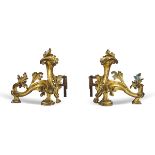 A pair of gilt bronze andirons France, 18th-19th century 38x40x66 cm.