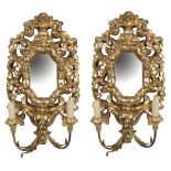 Pair of giltwood small mirrors 18th-19th century 53x30 cm.