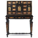 Important ebonized wood, shell and gilt copper cabinet