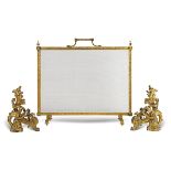 Gilt bronze fireplace set France, 20th century